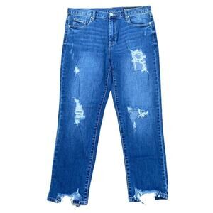 BLANK NYC High Rise Button Fly Destructed Hem Finish 5 Pocket Jeans Size 30